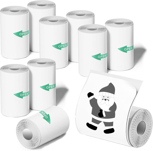 10 Rolls Mini Thermal Printer Sticker Paper, Mini Printer Sticker Paper 57 X 25mm, Mini Pocket Printer Sticker Paper for Most Kids Instant Camera, Kids Instant Camera Refill Mini Printer Paper